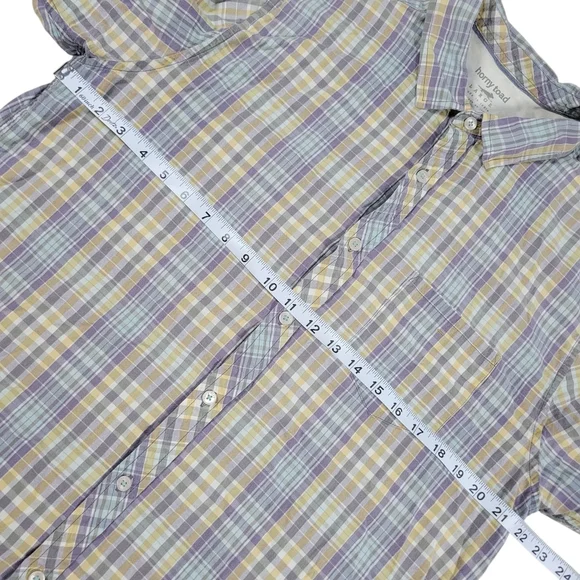 Horny Toad Button Up Shirt Mens Large Weldon Plaid Short Sleeve Organic Cotton - Picture 9 of 10